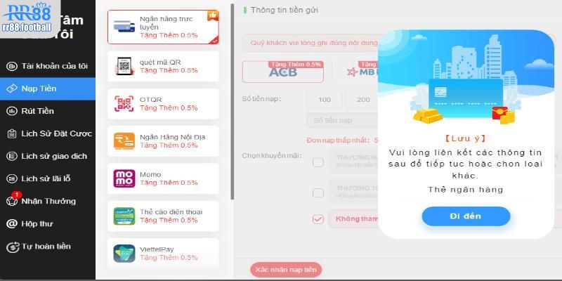 Top các phương thức Nạp tiền RR88 được ưa chuộng nhất